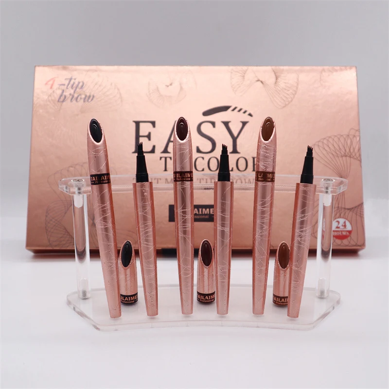 E080 Waterproof Natural Fork Tip Eyebrow Pencil Long Lasting Four Heads Eyebrow Tattoo Pen Fine Sketch Liquid Eyebrow Enhancers