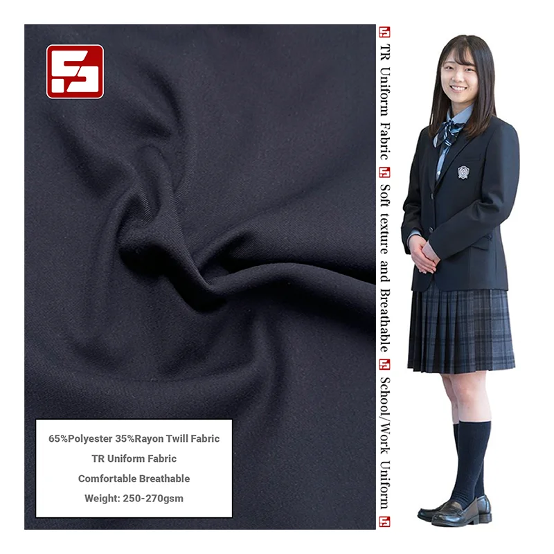 Tr Материал Тканый 65% полиэстер 35% вискоза ткань школьная или Рабочая Униформа для костюма