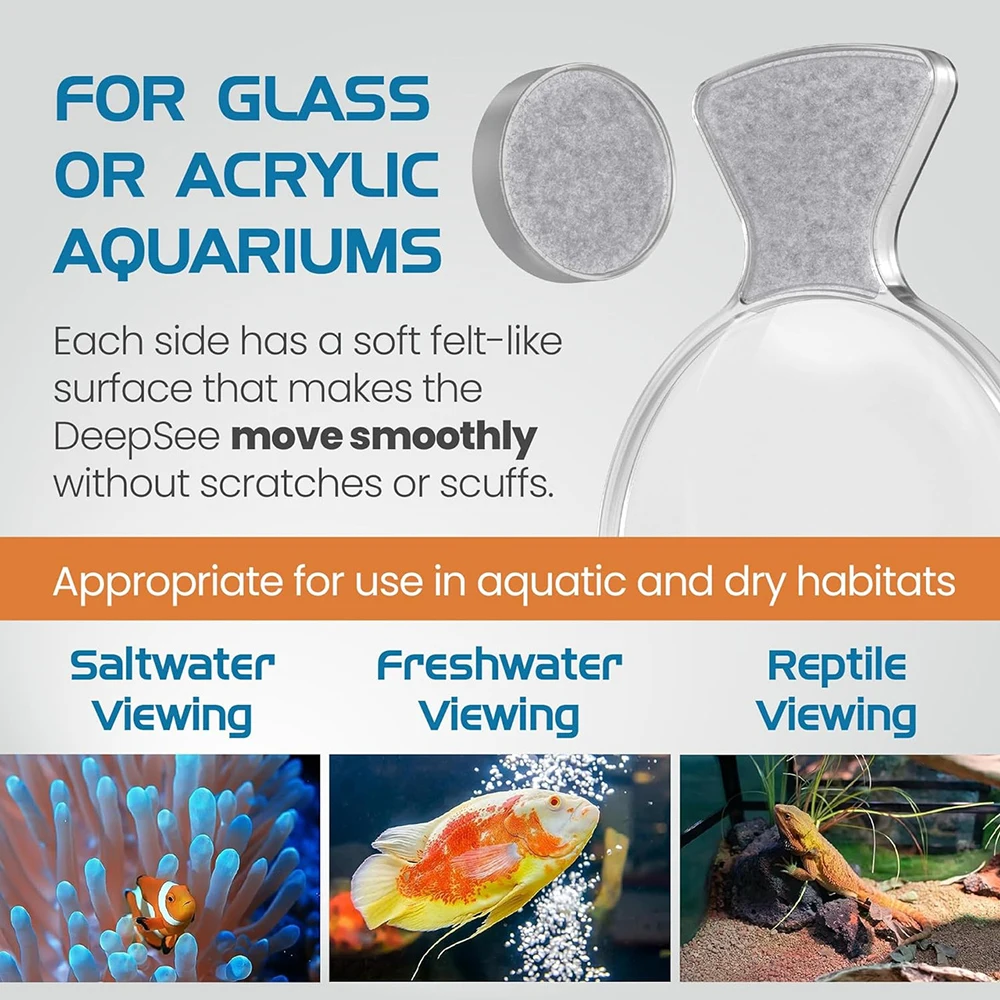 Flipper DeepSee Glass Acrylic Magnified Magnetic Standard Max Appropriate Focal Range Aquarium Viewer for Saltwater Freshwater