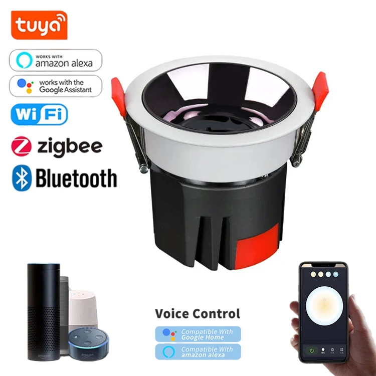Factory wholesale tuya spotlight zigbee WIFI dimmable CCT change waterproof ip65 led downlight