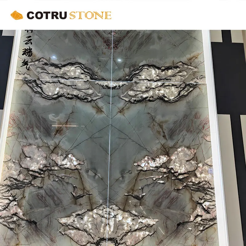 Factory Price Large Natural Polished Translucent Backlit Cristallo Tiffany Quartzite Stone Slabs For Wall Panel And Floor Tiles