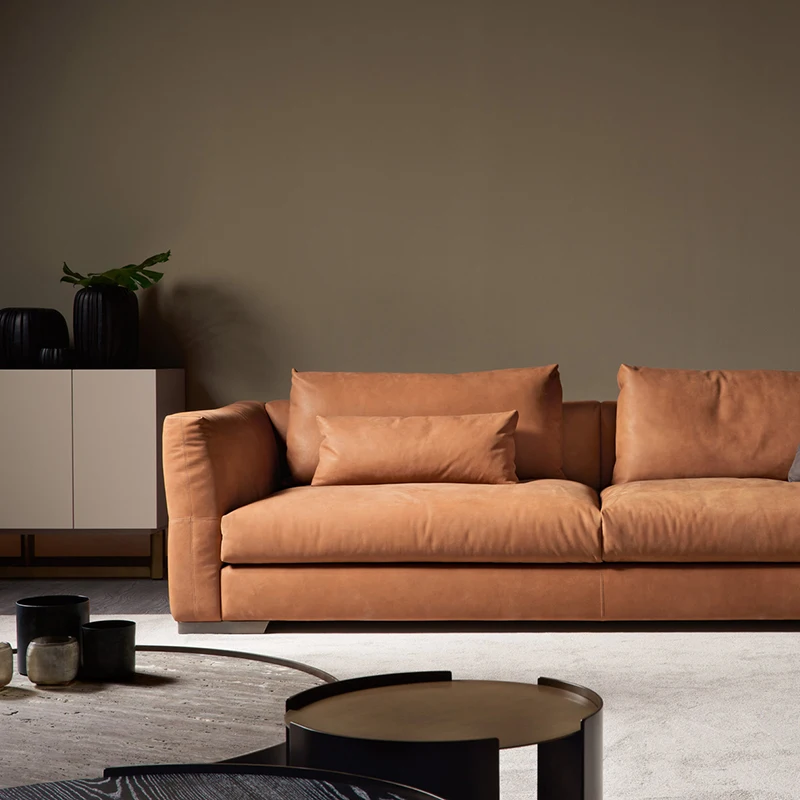 Luxury Modern Three Seat House Furniture Leather Living Room Sofas Set