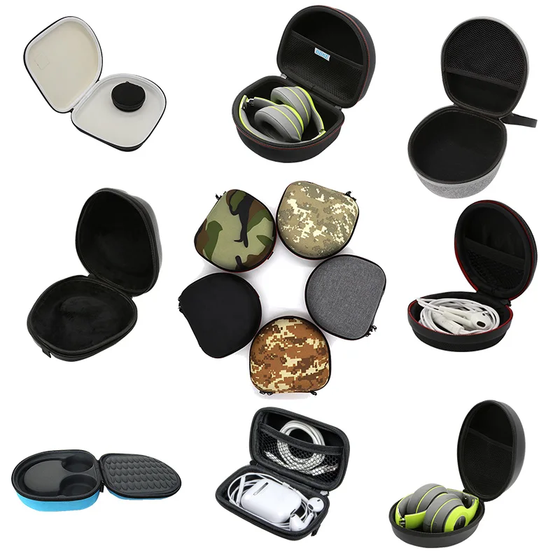 
Custom Hard Eva Bag Compact Eva Headphone Case Round Beautiful Mini Eva Leather Earphone Case Travel Case For Wired Earphone 