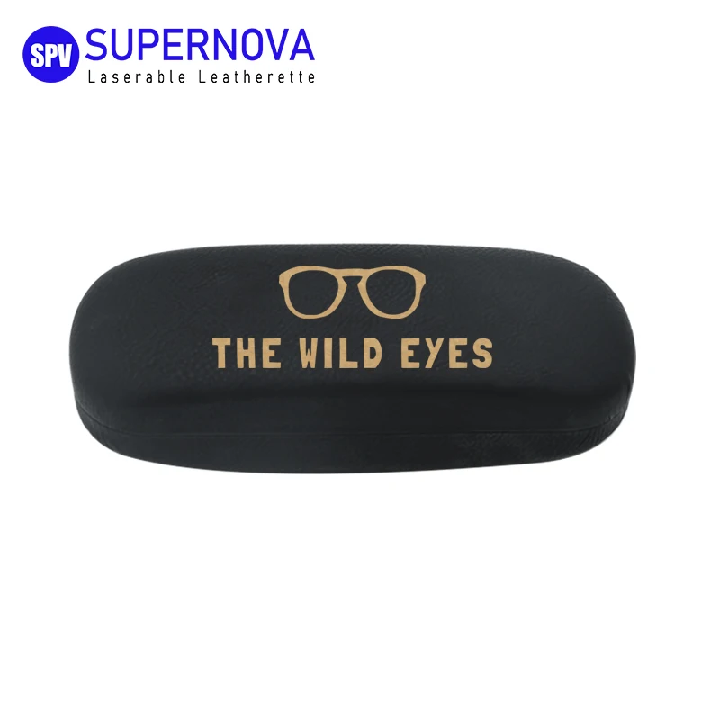 Laser leatherette designer spectacle cases, eyeglass custom case with laser engraving logo