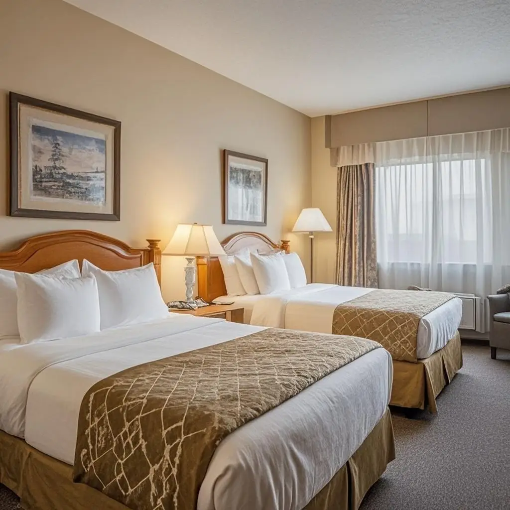 Red Lion Inn & Suites индивидуальная деревянная панель спальня большая кровать и двухместная комната с универсальной ванной комнатой для отелей