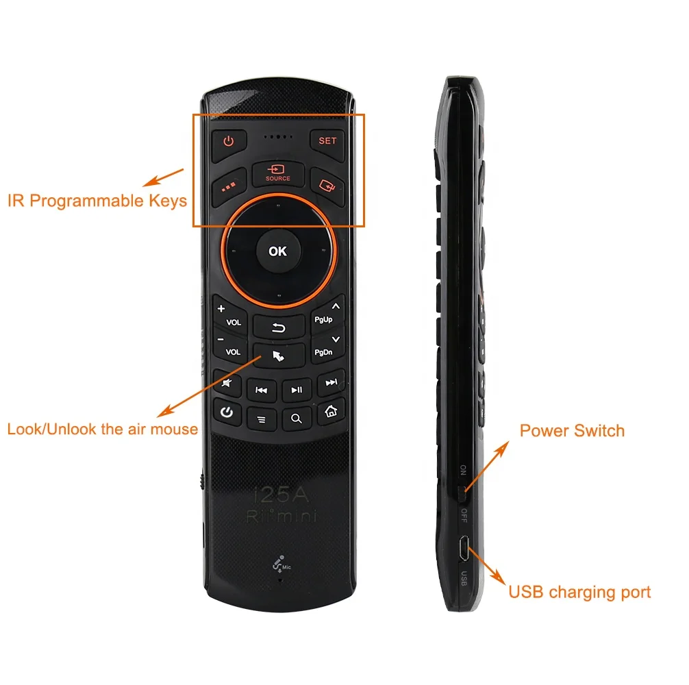 Rii Mini Wireless Keyboard Fly Mouse IR Remote Control with Programmable Key For Smart TV Android TV Box Fire TV