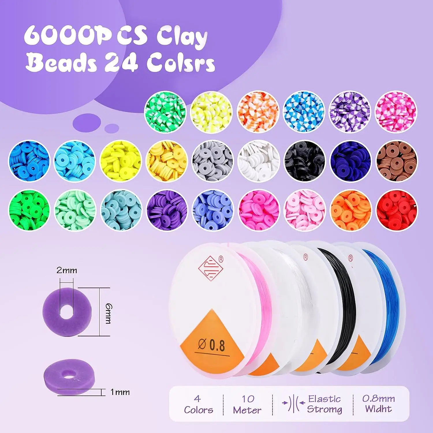 24 Each 6mm Original Film Polymer Clay Sheet Set DIY Handmade Beaded Box with Alphabet Bead Jewelry Making Toys
