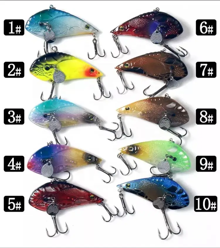 Deep sea long cast bass lure VIB spinner 70mm/18g noisy shrimp shaped VIB lure Sinking Vib