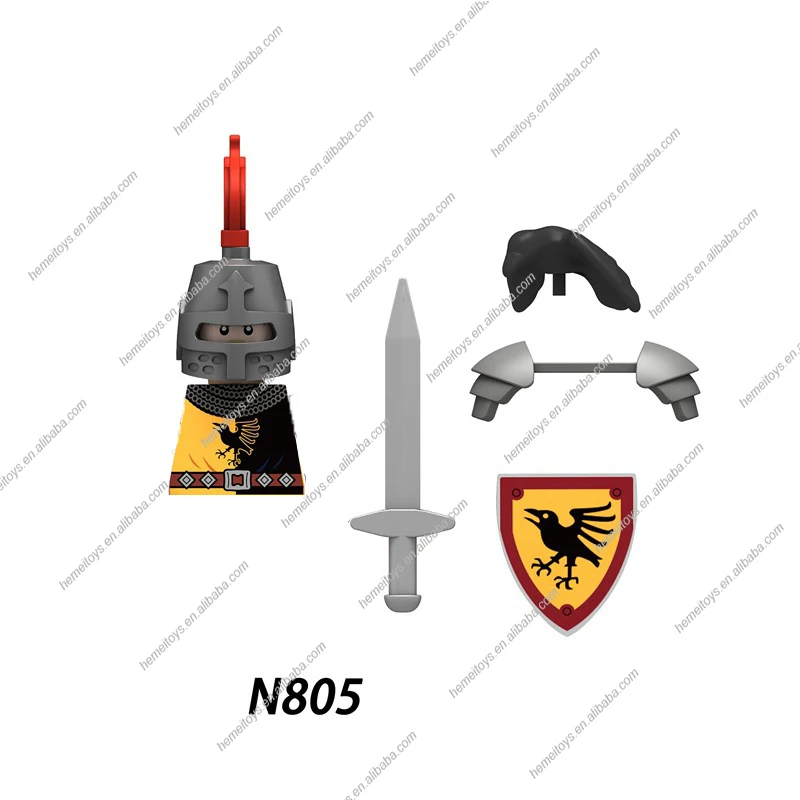 N805-808 Raven Black Hawk Red Lion The Dark Knight  Mini Plastic Medieval Knight Army Figure Building Blocks toys