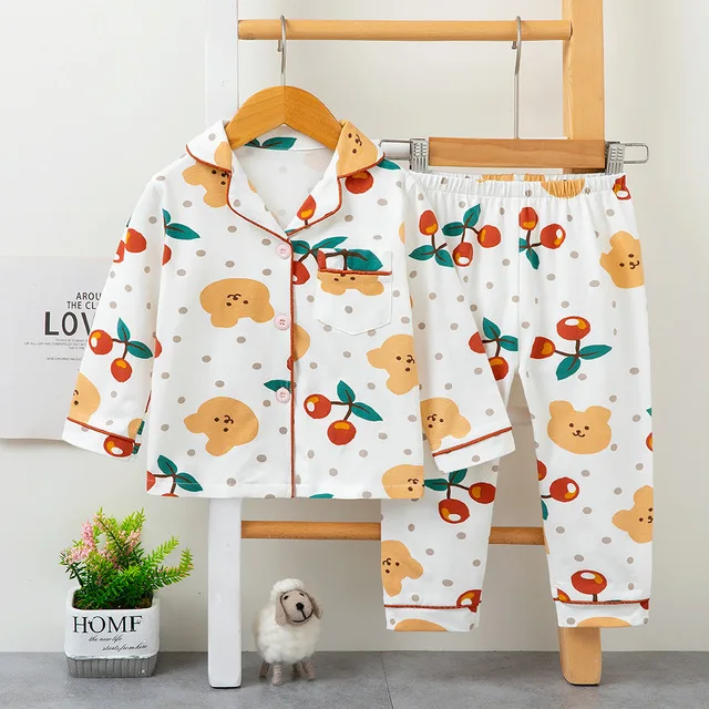 Children home service suits middle and small children cartoon pajamas cotton autumn suits 1-9 years old