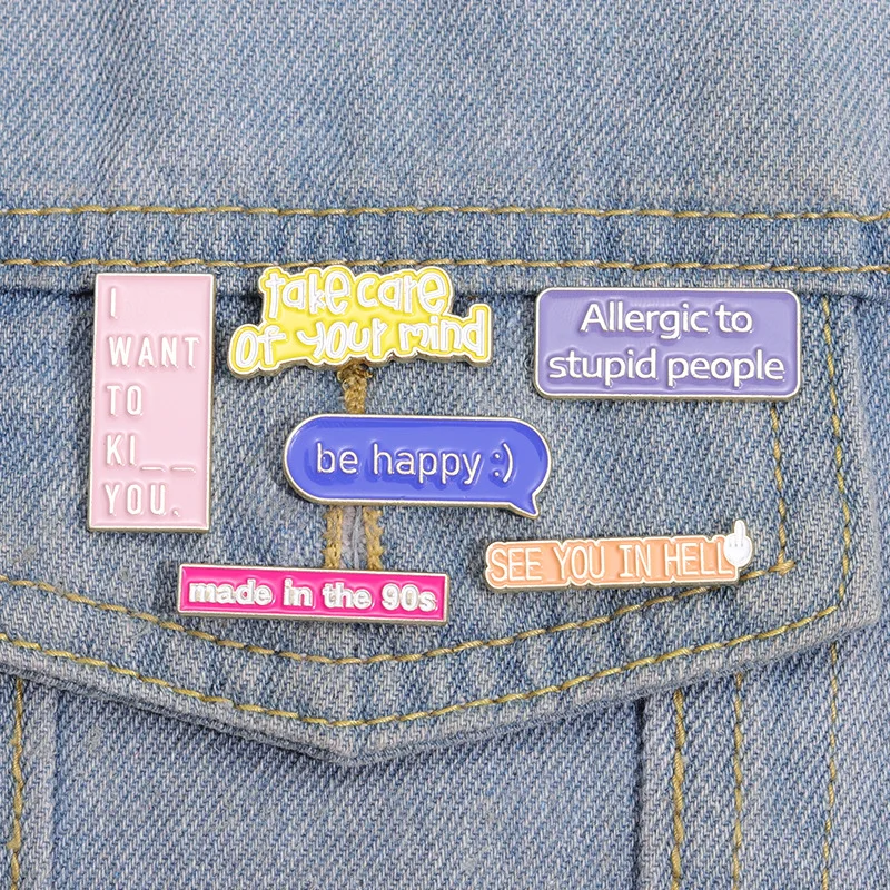 New high-end alloy letter brooches love and inspirational English enamel badge pins wholesale