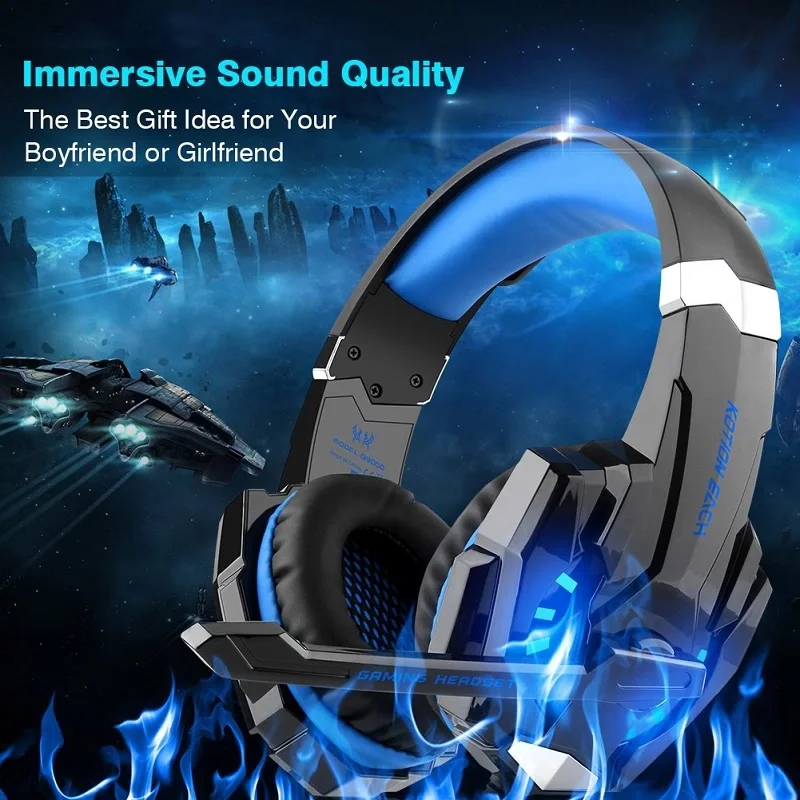 UV G9000 Stereo Headphone 3.5mm Noise Cancelling Headset Game With Mic LED Light for Game Gaming Headset