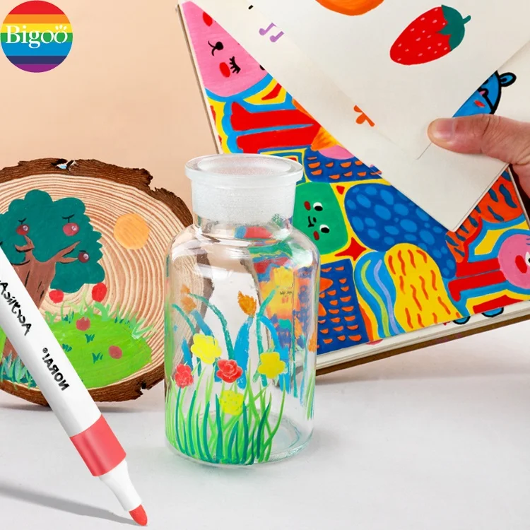 Customized 12/18/24/36/48 colors marker acrylic art paint markers pen for art drawing supply in all surface