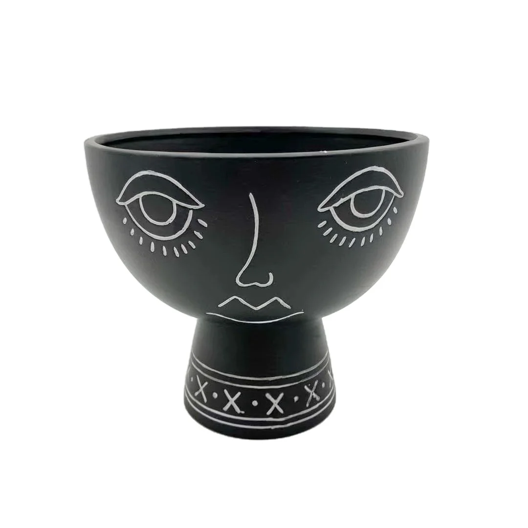 Ceramic human face planter ceramic flower pot white design