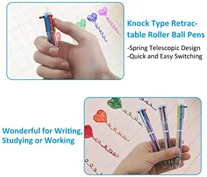 Hot sell Multicolor Ballpoint Pens 6-in-1 Retractable Ballpoint Pens 6 Color 0.5 mm Shuttle Pens