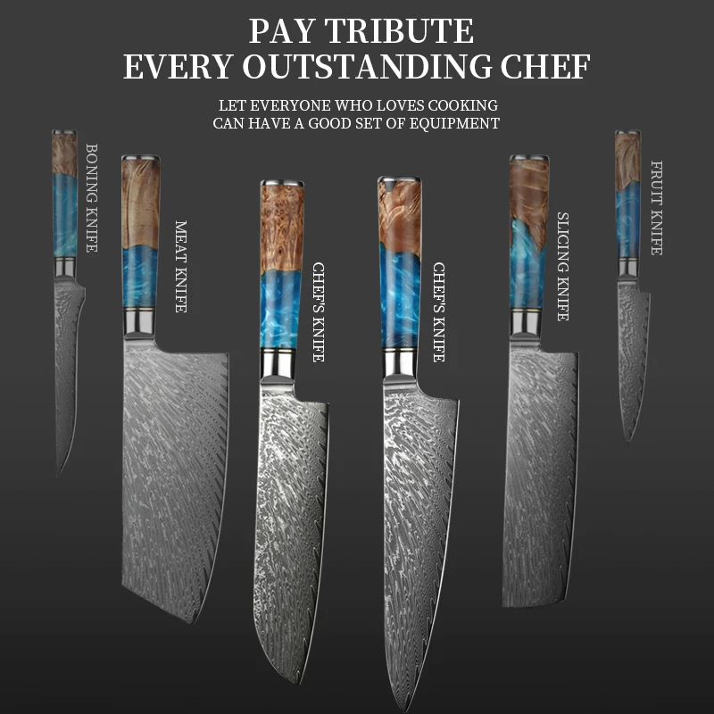 VG-10 Damascus Steel Cooking Knives set High Carbon Stainless Steel Kitchen Knife Set Chefs Knife