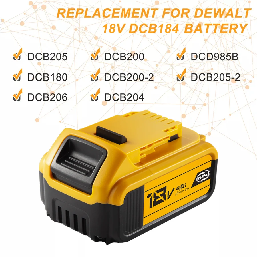 Replacement Drill Battery For DeWalts DCB200 DCB184 DCB203 DCB206 Rechargeable 18V/20V Li-ion Power Tool Battery