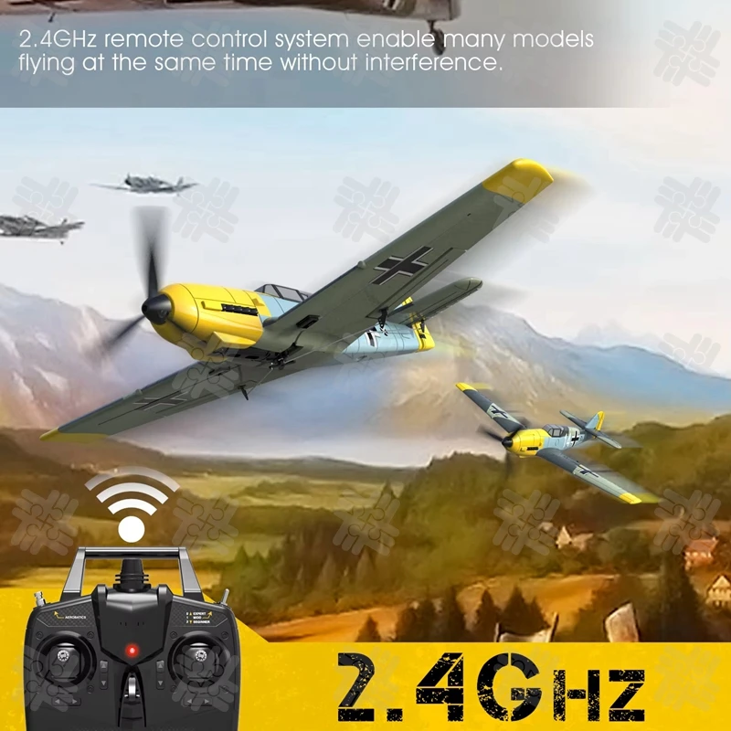 KW 76111 RC Airplane BF109 Fighter Fixed Wing Model RTF Outdoor Toys 2.4Ghz 4CH Electric Remote Control Aircraft Toys Flyer Gift