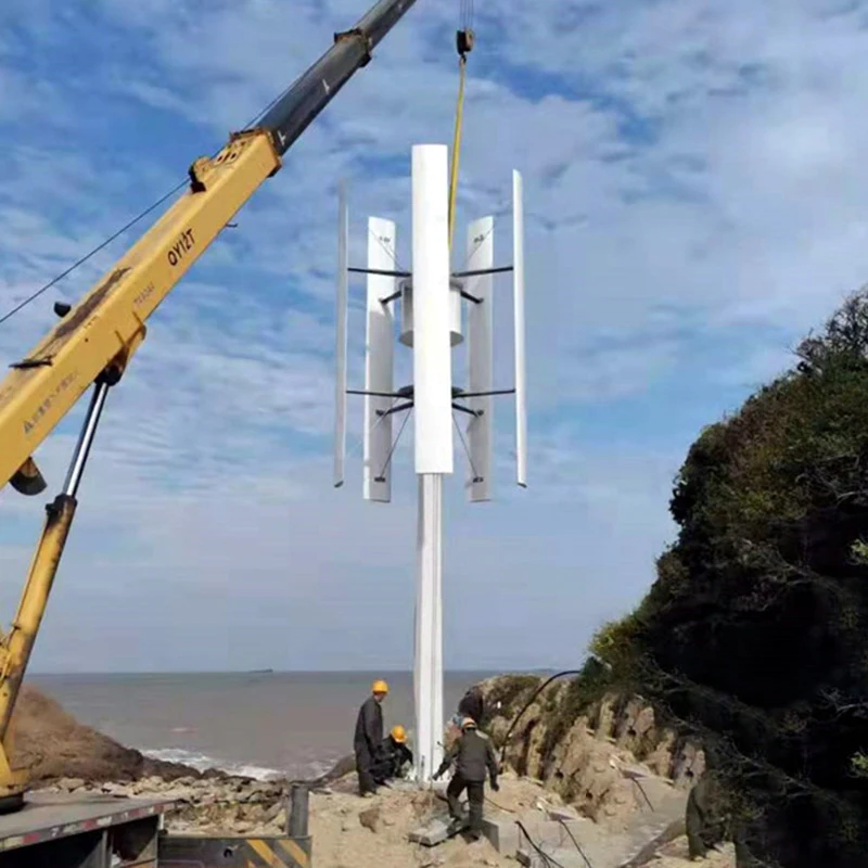 Vertical Wind Turbine Three Phase AC Permanent Magnet Generator or Permanent Magnet Suspension Generator H Model 3KW 5pcs Blades