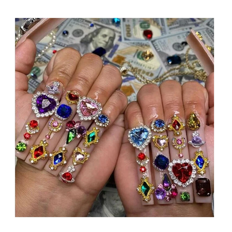 24 Grid Luxurious Nail Charms Boxed Evil Eye Bowknot Alloy Zirconia Mixed Diy Nail Stickers And Diamond Nail Art Jewelry Set