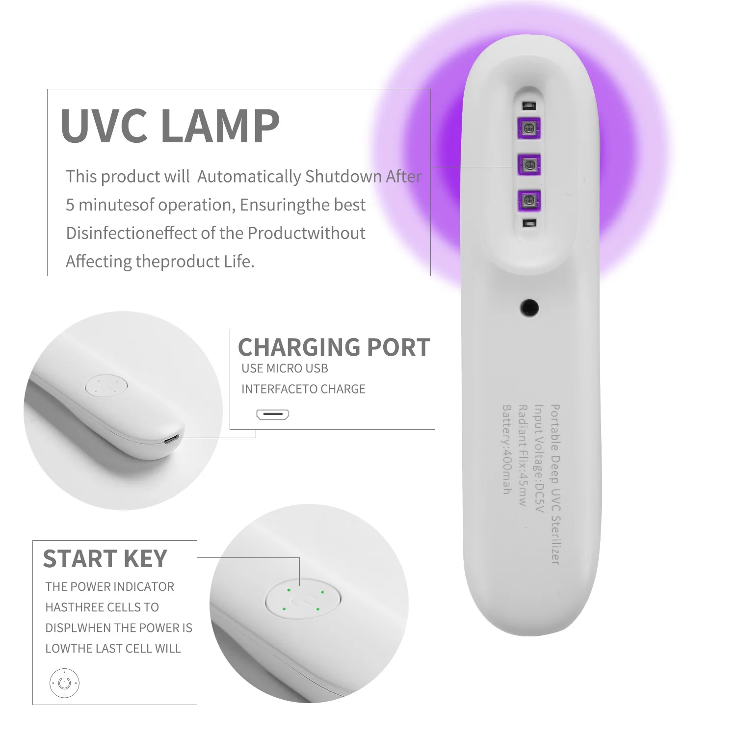 Корейская ручная перезаряжаемая УФ-лампа для дезинфекции UVC светодиодная лампа удаления клещей в помещении портативная