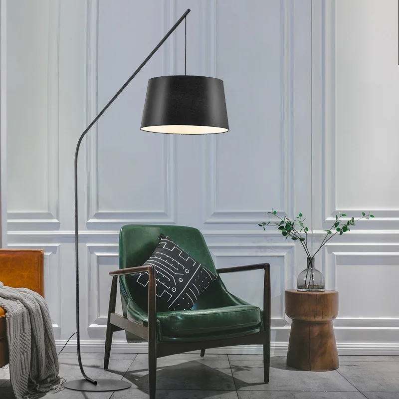 lamps home decor  modern black fishing rod floor lamp Hotel exhibition hall living room sofa bedroom floor lamp