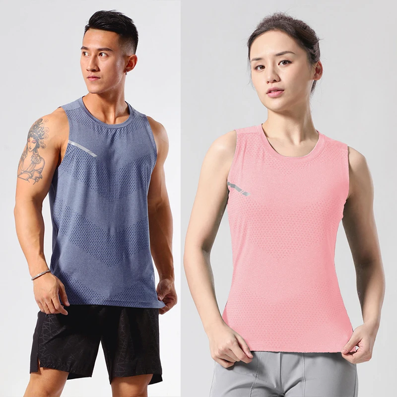 Solid Summer Unisex Vest Mens Mesh Tank Top Fitness Running Training Leisure Polyester Breathable Gym Men Sports Vest For Women