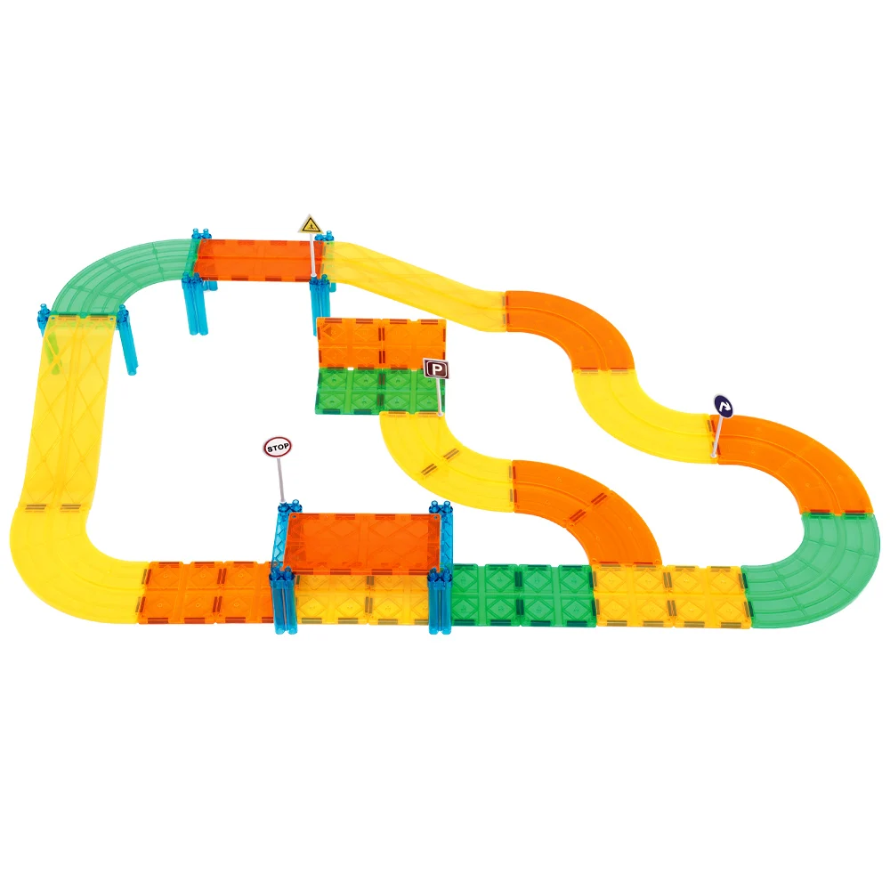 KEBO Hot Sale 50 pcs 2024 New OEM ODM custom   race car set Magnetic Toys construction building blocks tiles for kids