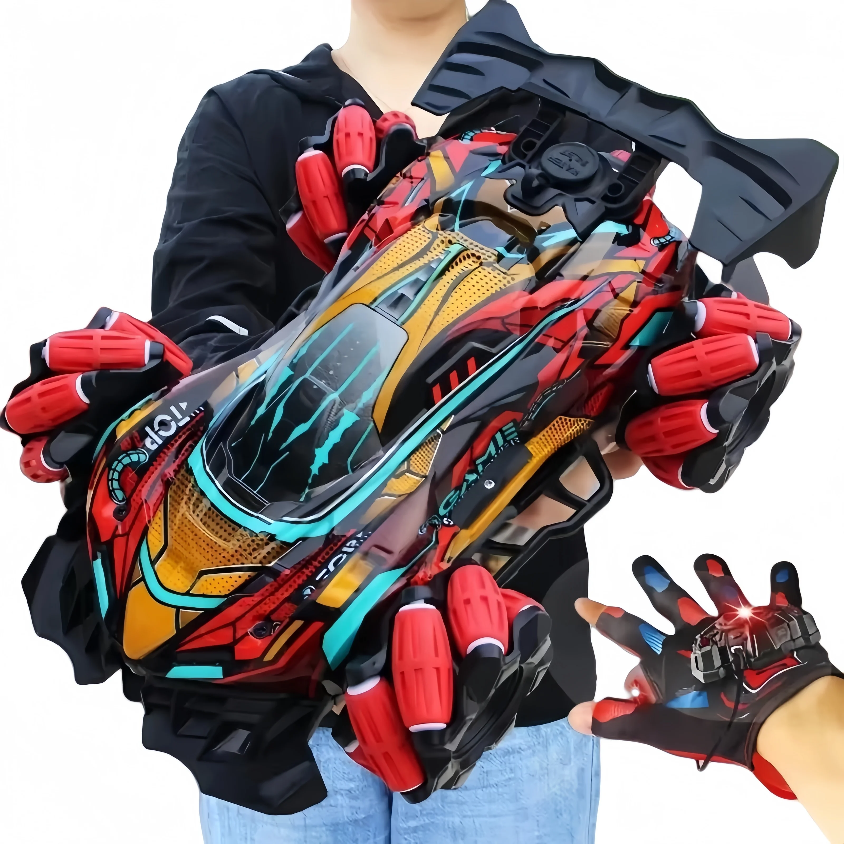 2.4G Children Toys F1 Drift RC Car With Led Lights Music Glove Gesture Radio Remote Control Spray Stunt Car 4WD Electric RC car