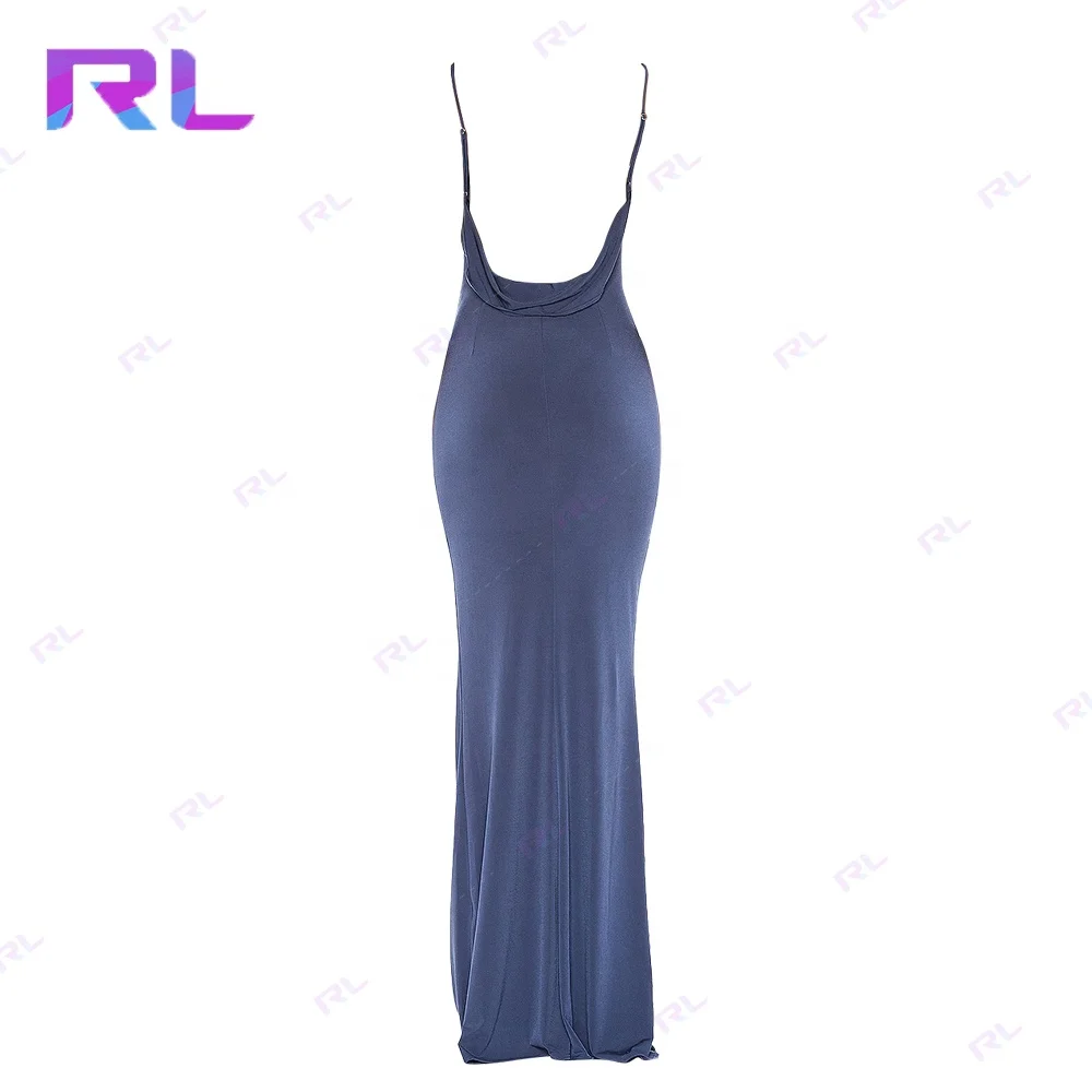 High Street Elegant Backless Maxi Slip Back Corss Strap Long Dress High Slit Open Leg Evening Satin Dresses