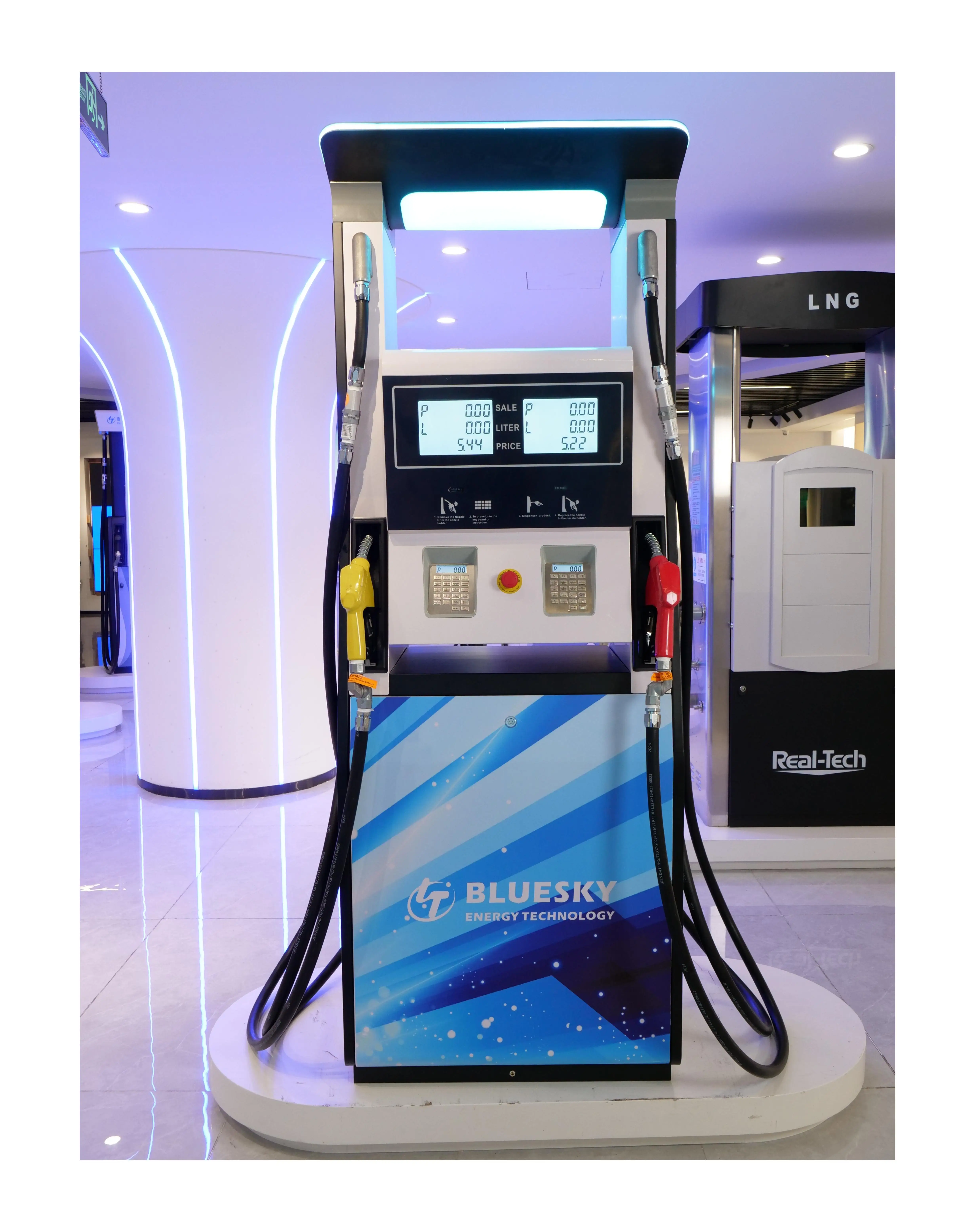 Bluesky dual nozzle LED fuel dispenser with fuel pump station management system