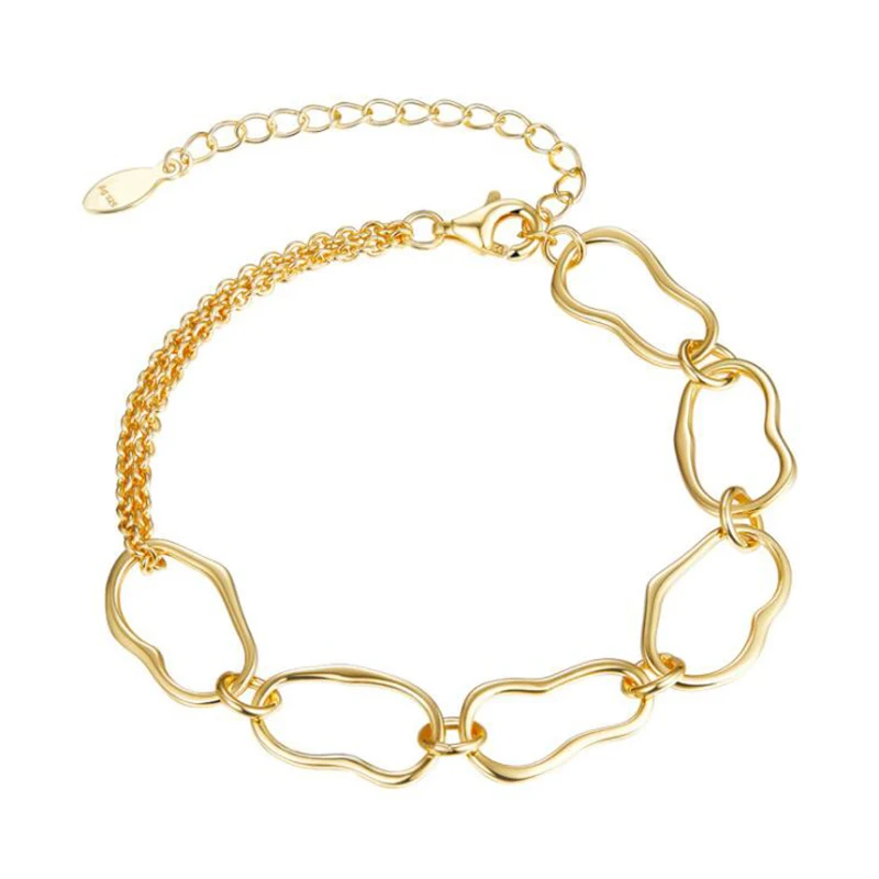 Heart chain design women bracelets sterling silver 925 bracelet jewelry 18K gold plated ladies bracelets