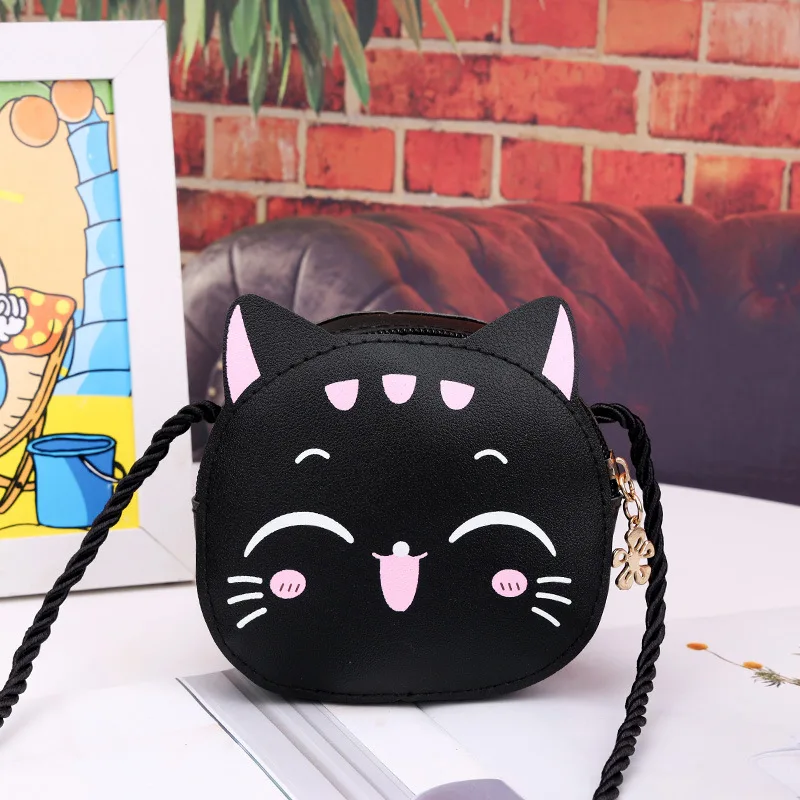 cute cat crossbody leather bag women print cartoon 2022 new arrival crossbody bag kids