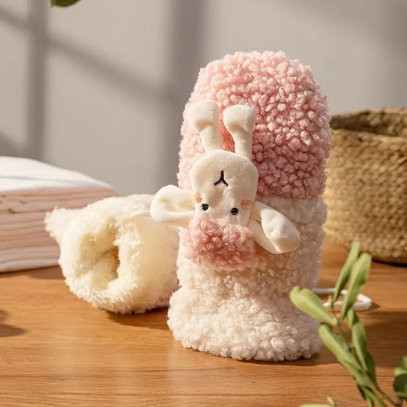 Новые перчатки без пальцев из овечьей шерсти для женщин и девушек, зимние варежки с милыми мультяшными овечьими куклами, повседневные уличные плотные теплые перчатки, подарки