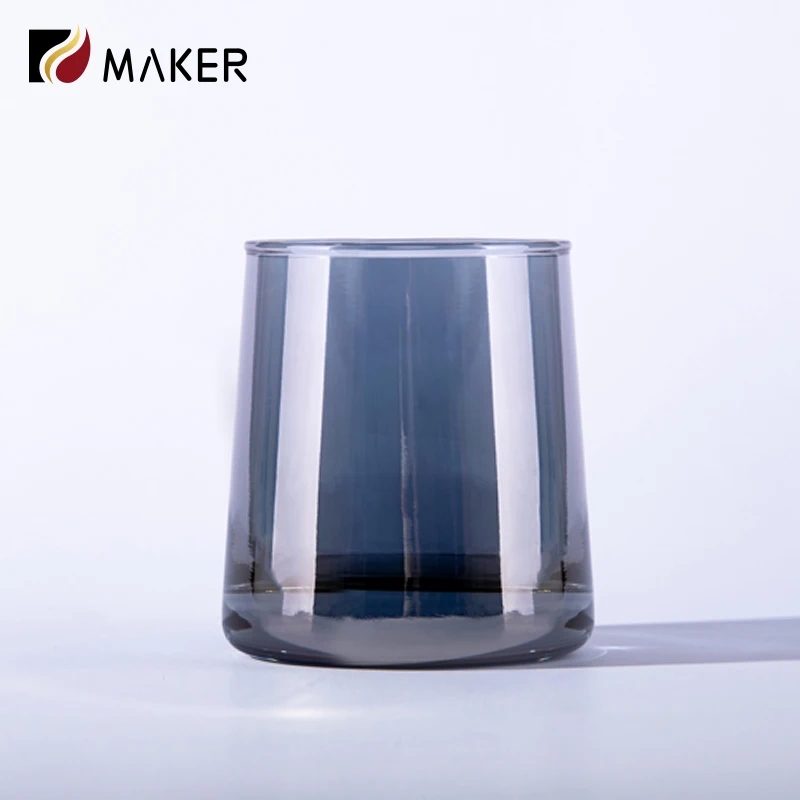 Iridescent Wholesale Holographic Glass Holder Empty Luxury Custom Candles Jars With Wooden Lids For Candle Making
