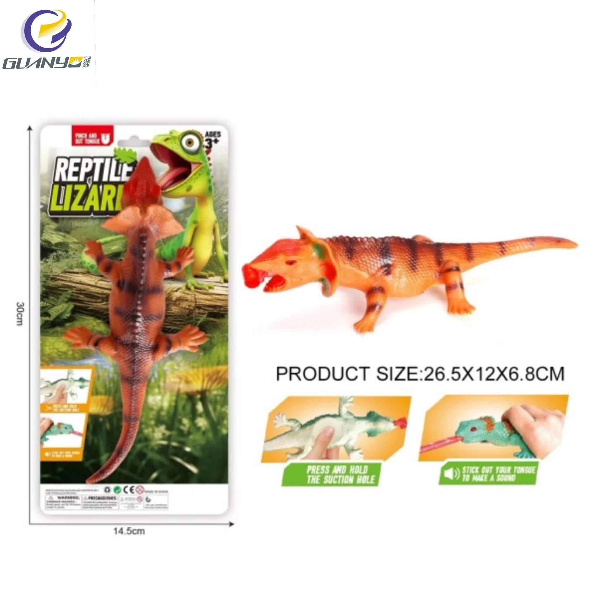 2024 Vinyl Model Press Tongue Out Simulation Brown Basiliscus Soft Rubber Material Odor Free Toys for Children Over 3 Years Old