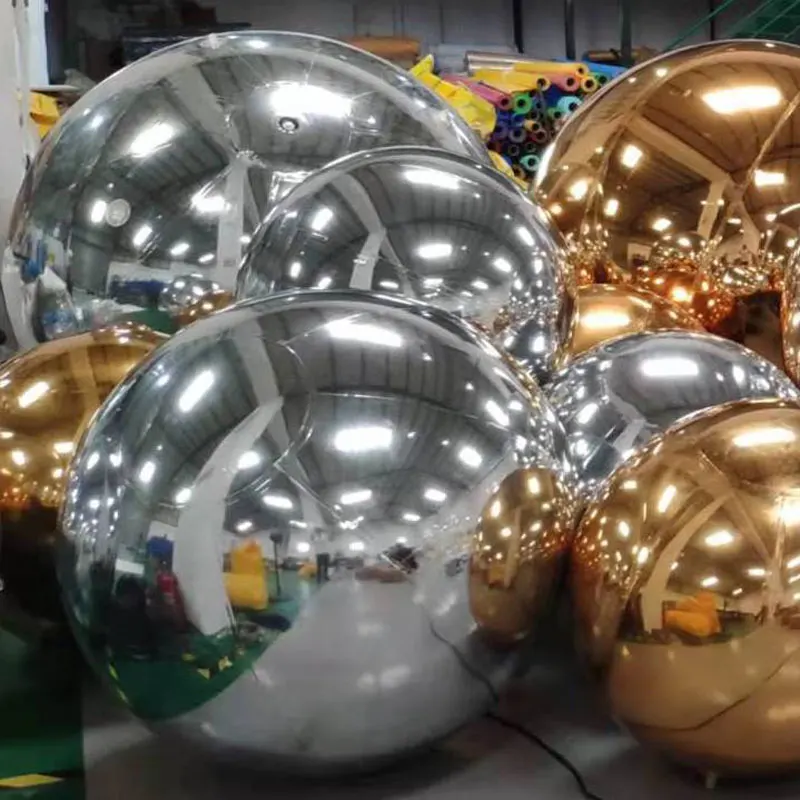 Gold Shinny black inflatable mirror sphere ball rose gold disco balls mini small rainbow hanging mirror ball for garden