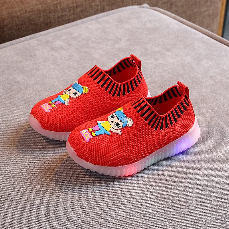 Новинка 2021, лидер продаж, оптовая продажа, дизайнерская сетчатая светящаяся детская обувь Outong, повседневная розовая детская светодиодная обувь для маленьких девочек