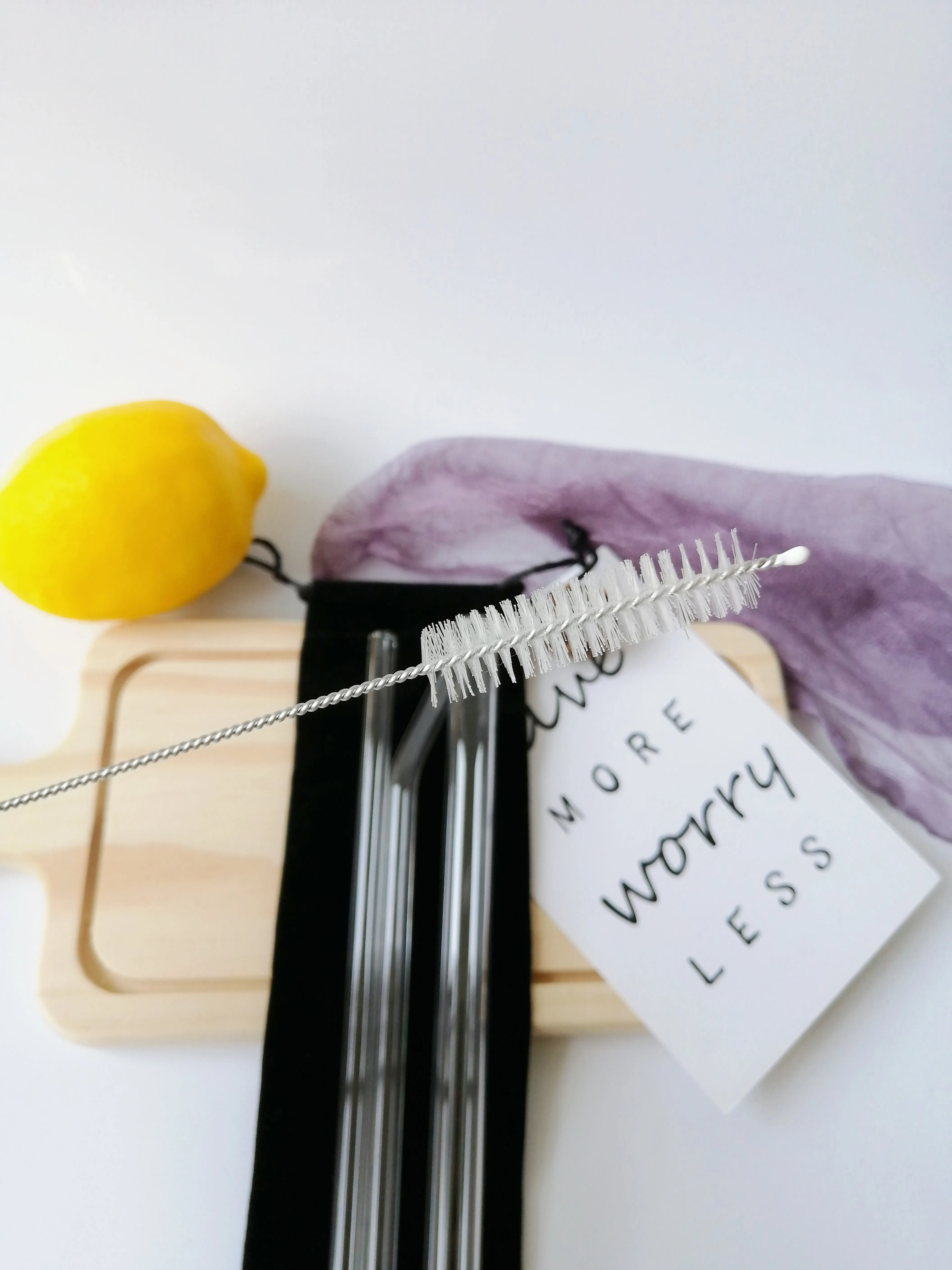 Reusable Glass Straw  3+1 Set  Eco Friendly Borosilicate Glass Drinking Boba Straw 14mm with  Pouch Bag Printed