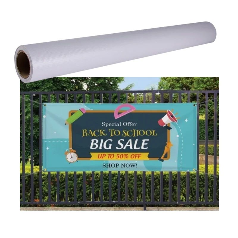 Free Sample Banner Flex For Printing Grey Back Export Quality Tube Packing Roll 13oz 440gsm