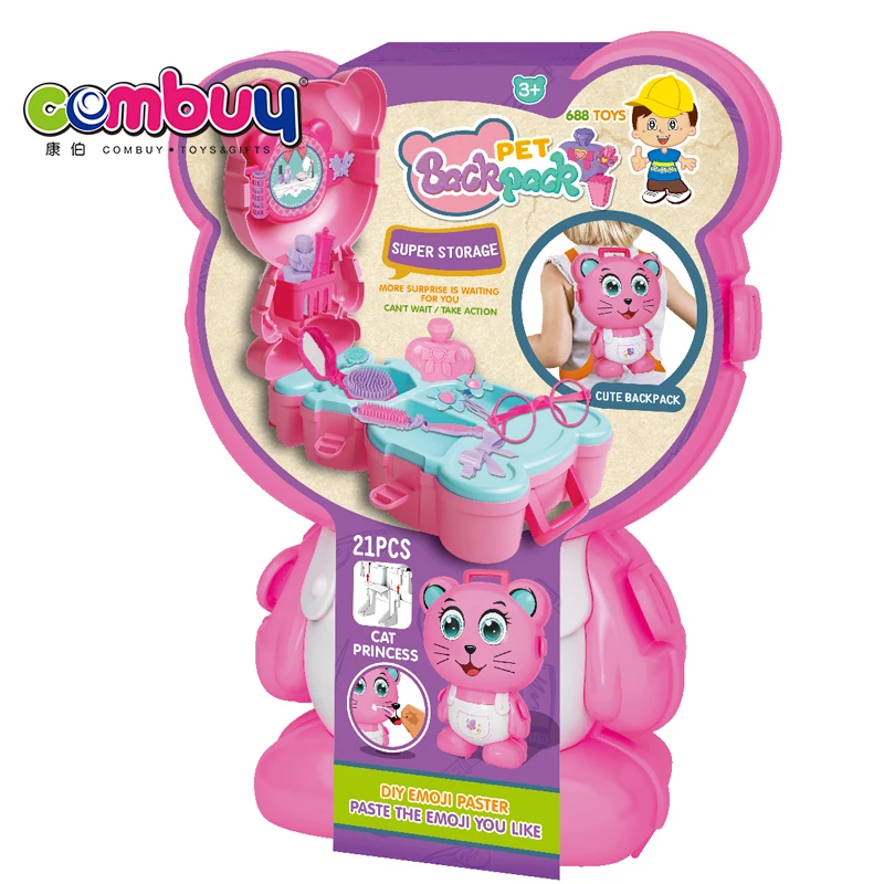 Girls backpack pretend play game dress kids makeup toys