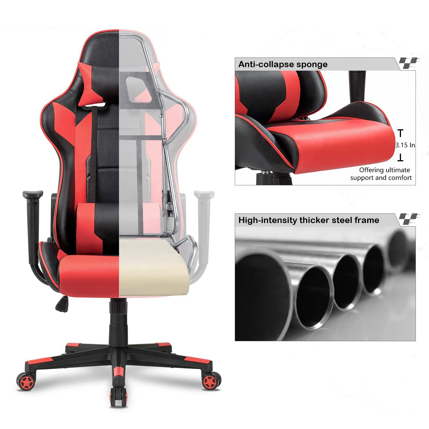 Gaming Chair 2022 Cheap Leather Fabric Pillow Reclining White PC Gamer Racing Style Office Computer Racing Chair with Wheels