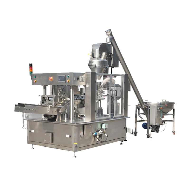 Multi-Function Automatic Rotary pouch zipper Small Bag sugar sealing filling Packaging Machine with Chain-type Batchers