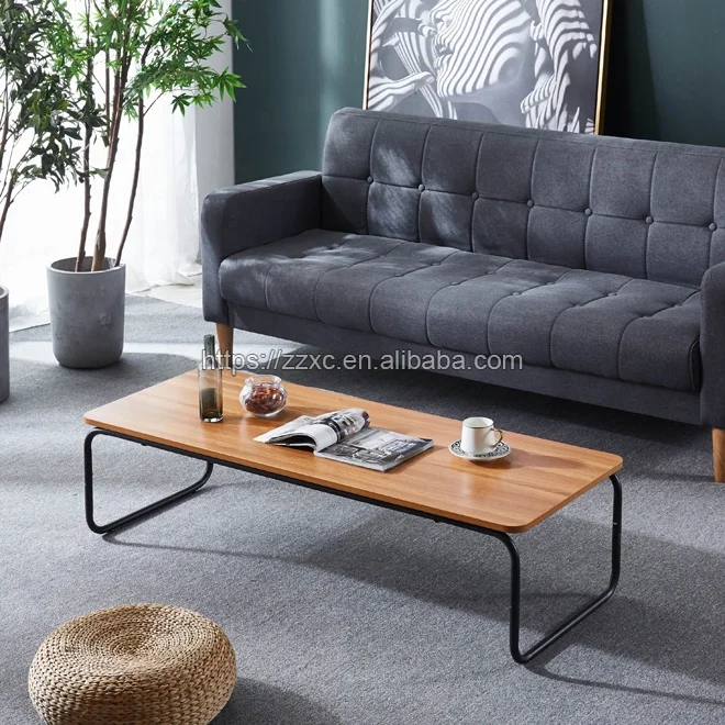 Korean-style Simple Low Height Long Coffee Table With Metal Legs