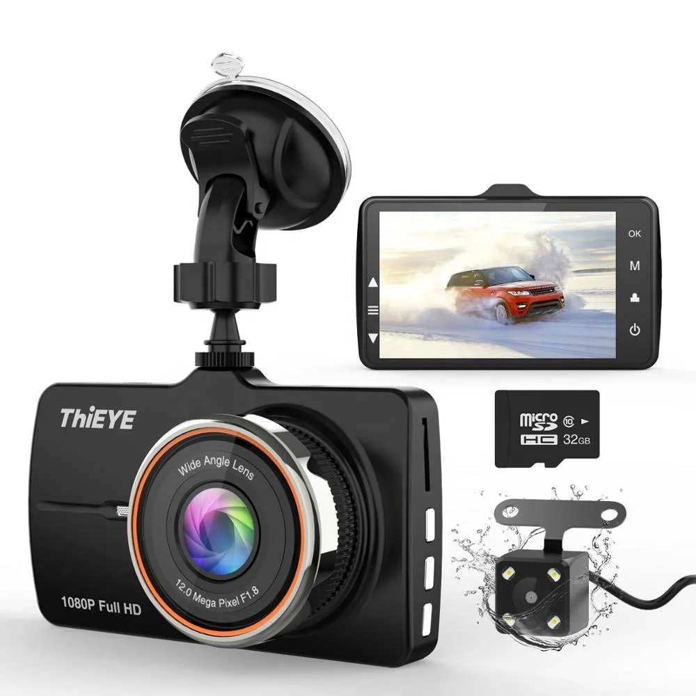Миниатюрный видеорегистратор ThiEYE Carbox 5R, Автомобильный видеорегистратор, видеорегистратор с двумя объективами, настоящая 1080P Full HD Передняя камера, автомобильная камера