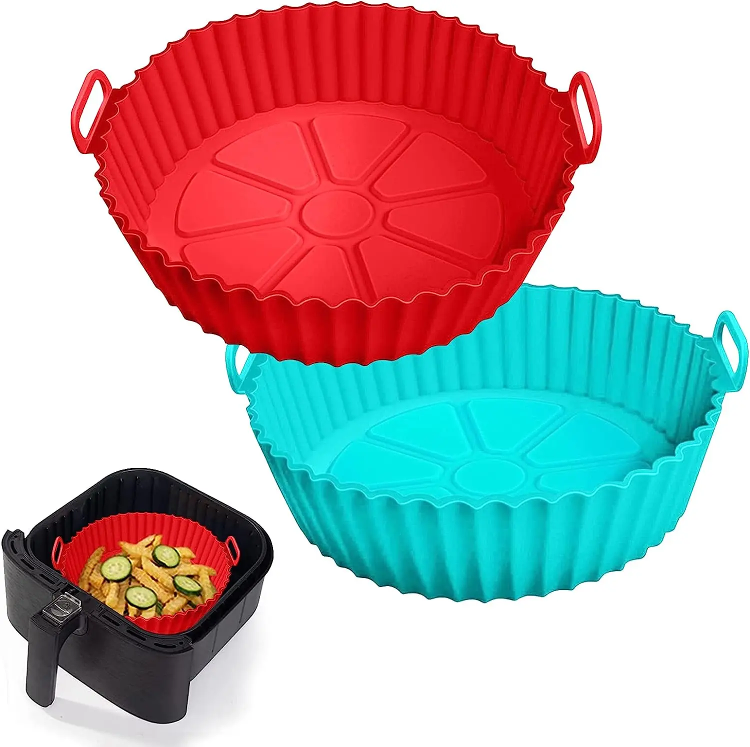 20cm BPA Free Air Fryer Liners Silicone Mat Silicone Air Fryer Mats Air Fryer Silicone Pot