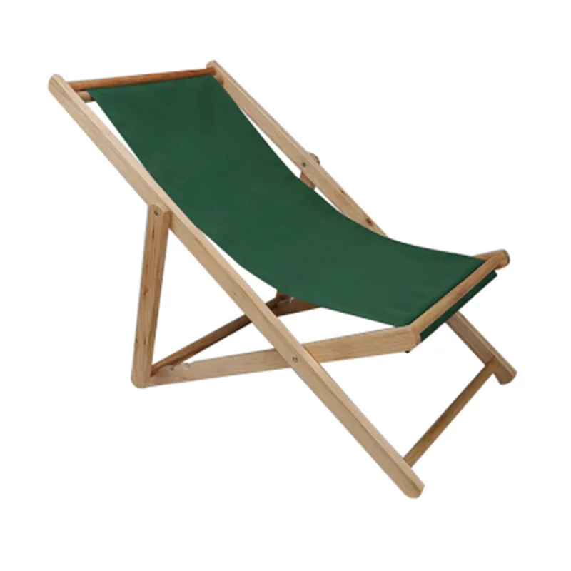 Outdoor Folding Solid Oxford Canvas Chair Recliner Portable Lunch Break Wooden Lounge Beach Chair