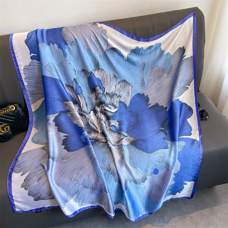 Custom pattern silk scarves Ladies custom logo Digital Print Real Silk Scarf for women