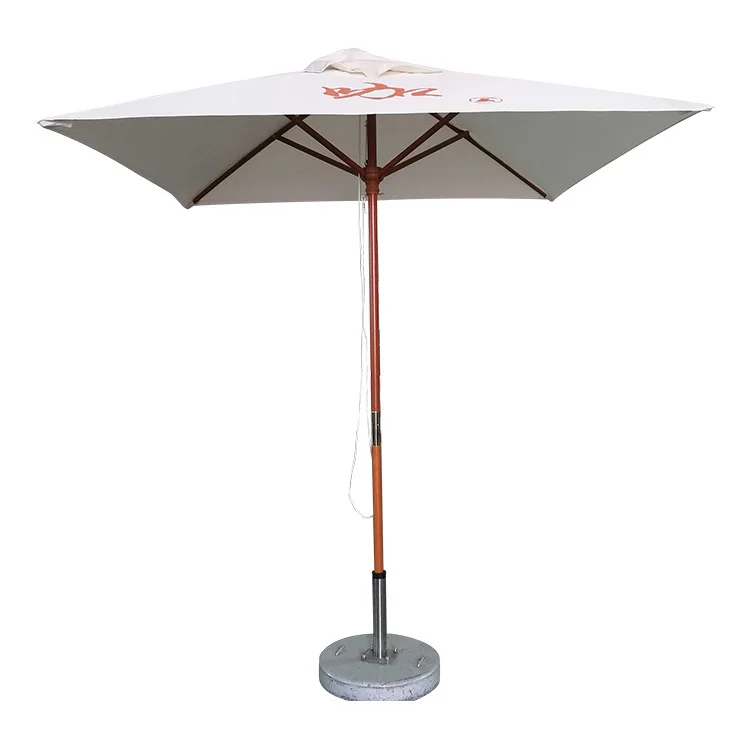 Custom 2m 3m 4m Square Outdoor Patio Pole Umbrella for Cafe Coffee Advertising Sun Shade Bamboo Wooden Beach Umbrella