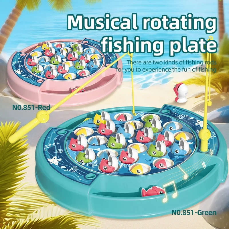 Children Classic Educational Toy Ocean Spin Fishing Game Table Musical Rrotary Fishing Hook Toy Table Machine Electric Toys